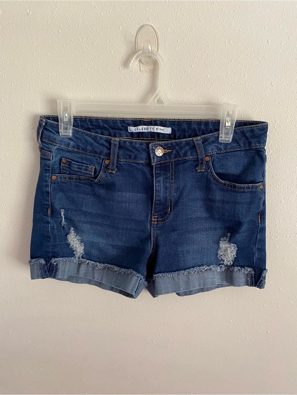 Celebrity Pink Women's Distressed Denim Shorts Size 7 /28